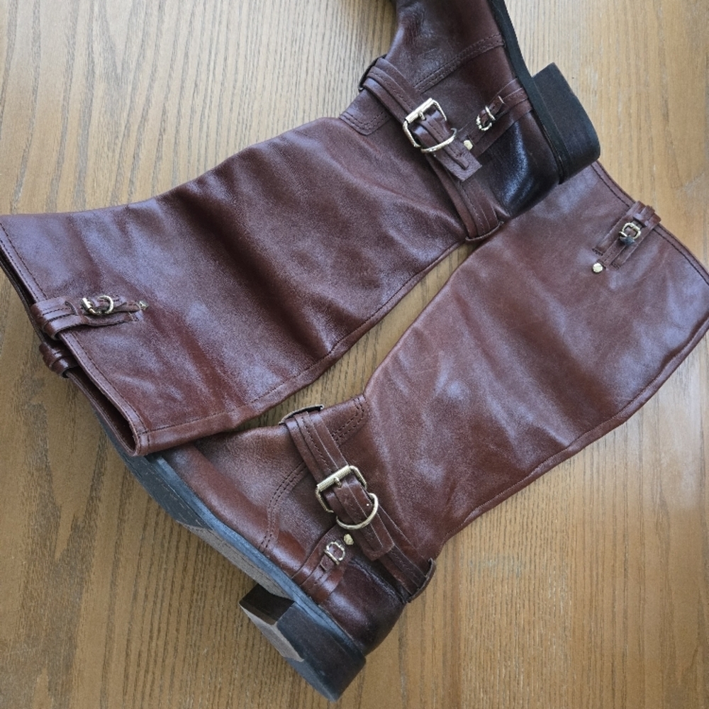 Brown Leather Boots with Buckles